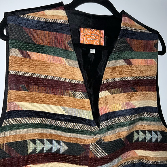 Vintage Native American Traditions Vest Snap Button Southwestern Allen Wah Sz XL - Picture 4 of 6